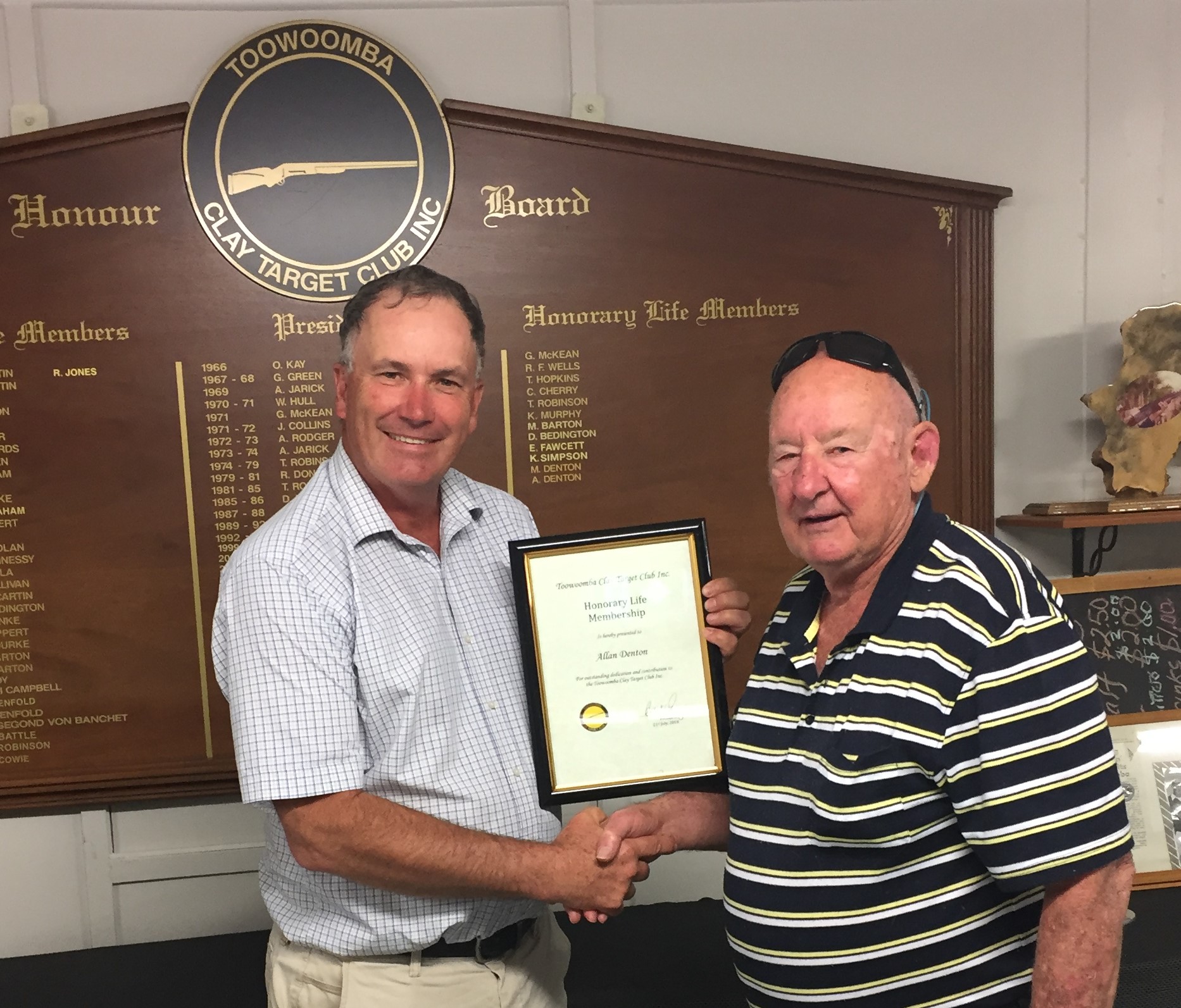 Alan Denton - receiving his Honorary Life Membership 2018