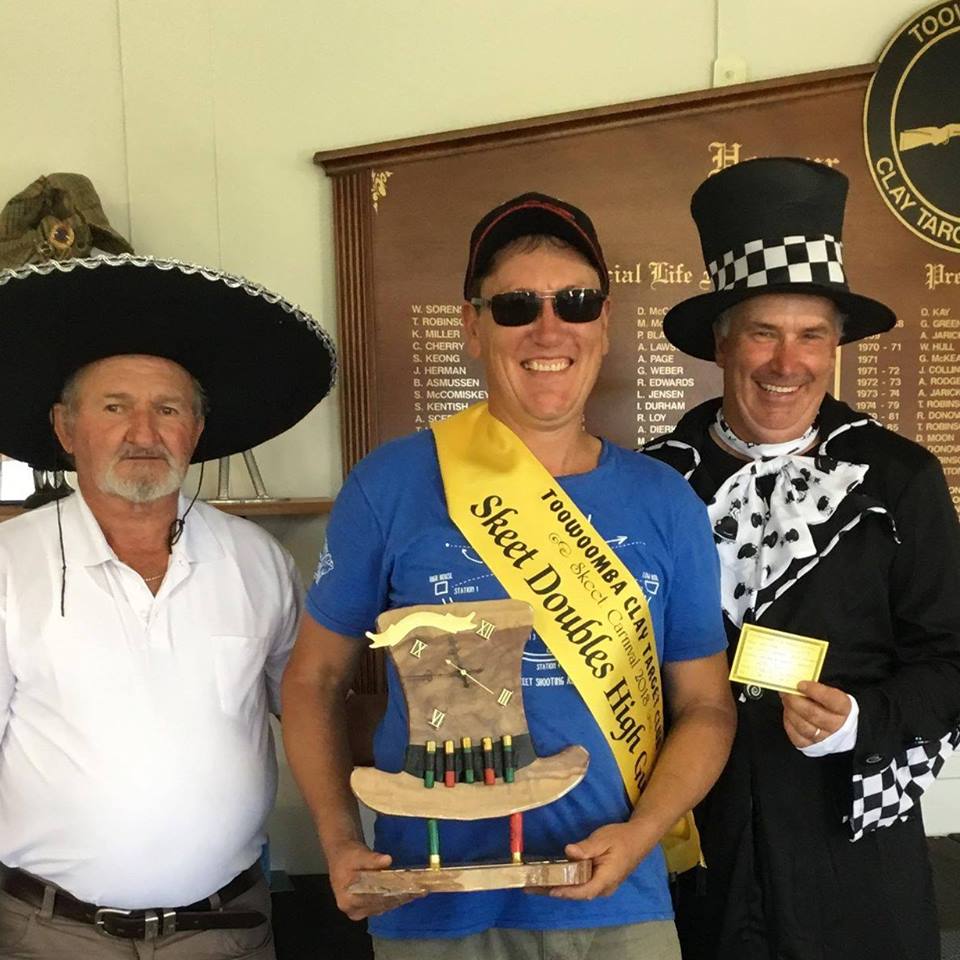 First Mad Hatter Skeet Doubles - Laurie Chelepy, Craig O\'Neill and Phil Keller.